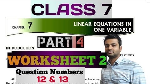 D.A.V. Math | Class 7 | Ch 7 | Linear Equations in one variable |W/S 2 | 12&13 |  Art Of Mathematica