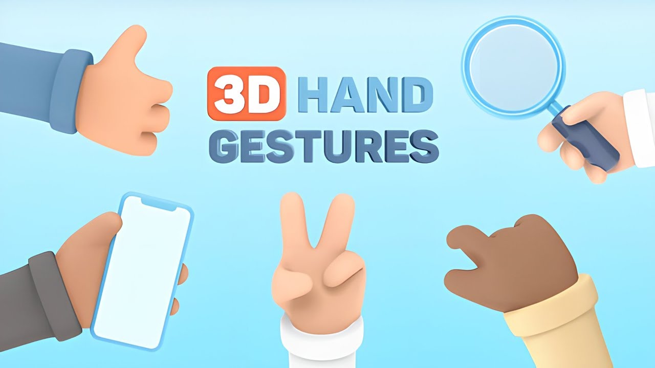 3D Hand Gestures Animation - After Effects Template