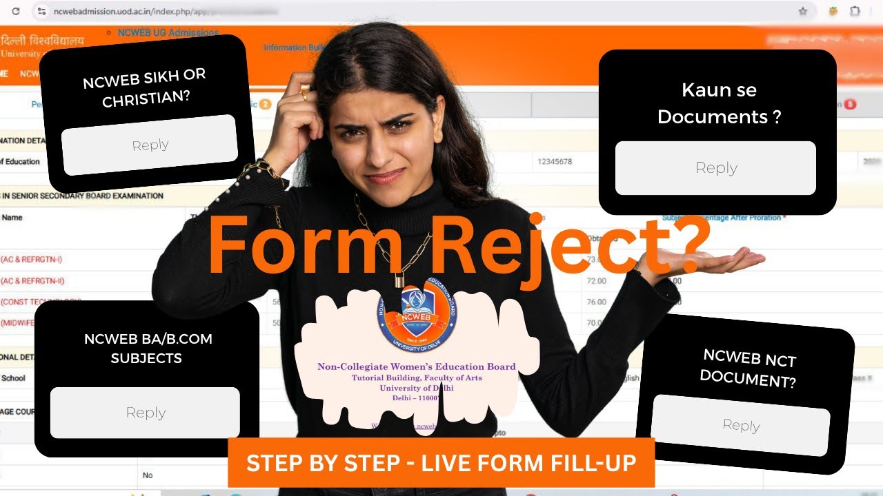 NCWEB - UG 2025- Step by Step - live - form filling -BA/B.COM -  must watch