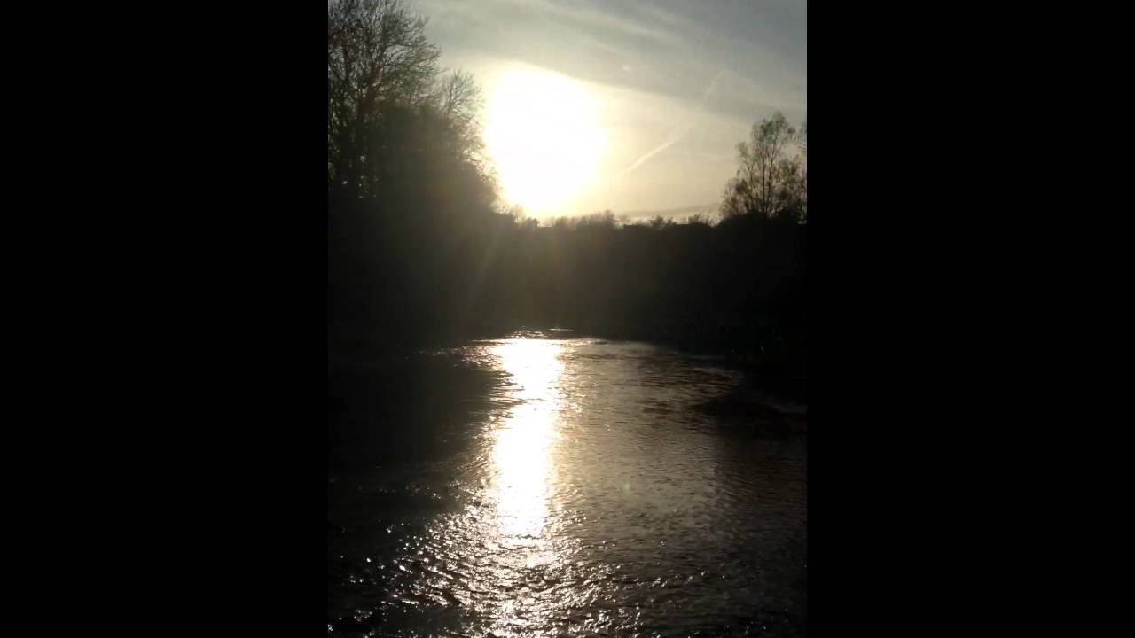 Sun set on river tame