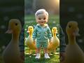 🌟Adorable Baby Girl Playing with Cute Yellow Ducks in Garden🐥💖 #shorts #shorts viral #trending