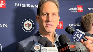 First media scrum with new Winnipeg Jets head coach Scott Arniel