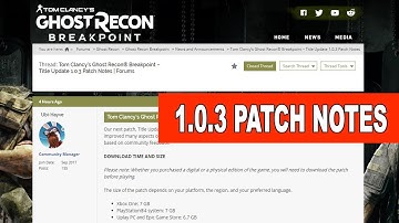 Ghost Recon Breakpoint: 1.0.3 Patch Notes