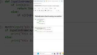 Palindrome check using recursion in python