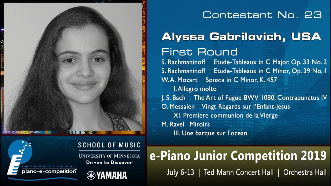 Contestant No. 23 Alyssa Gabrilovich, USA ePiano Junior