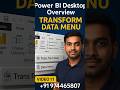 Power BI Transform Data Menu | Power BI Malayalam Tutorials | Video 10 #shortfeed #shorts