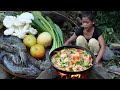 Yummy Shrimp soup tasty Cooking with Mushroom and Tomato for Eating delicious