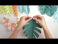 Tropical Paper Flowers & Leaves Tutorial + SVG, DXF, PDF Templates