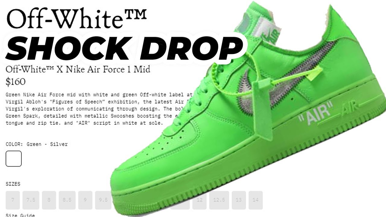 🟢 OFF-WHITE SHOCK DROP AIR FORCE 1 BROOKLYN LIGHT GREEN SPARK LIVE HOW TO SNEAKERS - YouTube