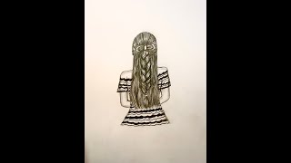How To Draw A Girl With Beautiful Hairstyle Ll Girl From Back Side Ll Pencil Sketch