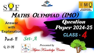 Maths Olympiad question paper for class 4 of 2024-25 | IMO Class 4 Question Paper 2024 set- A #v21