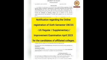 Notification regarding the online registration of sixth Semester | (CBCSS-UG) | Affiliated Colleges