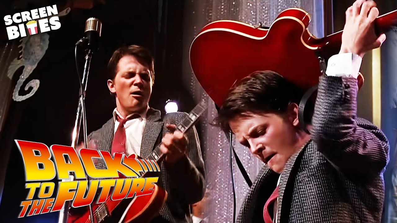 ⁣Back to the Future Marty slays Johnny B. Goode in 1985!