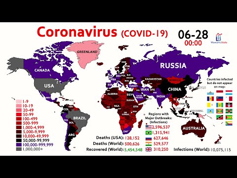 10 Million Coronavirus Cases u0026 500,000 Deaths Worldwide (World Map Timelapse)