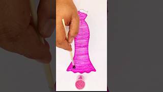♥️✨️Pink Princess💕Glitter Dress Art🎨#glitter #glitterdress #glitterdrawing #colors #pink #shortvideo