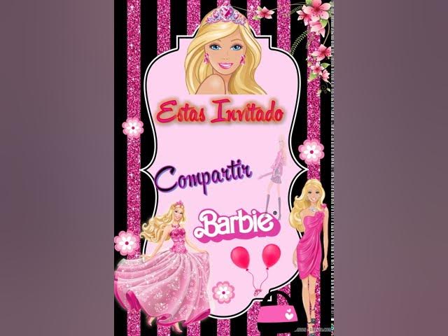 Convite Barbie grátis para editar + de 10 opções  Invitaciones de barbie,  Hacer invitaciones de cumpleaños, Plantillas para invitación de cumpleaños