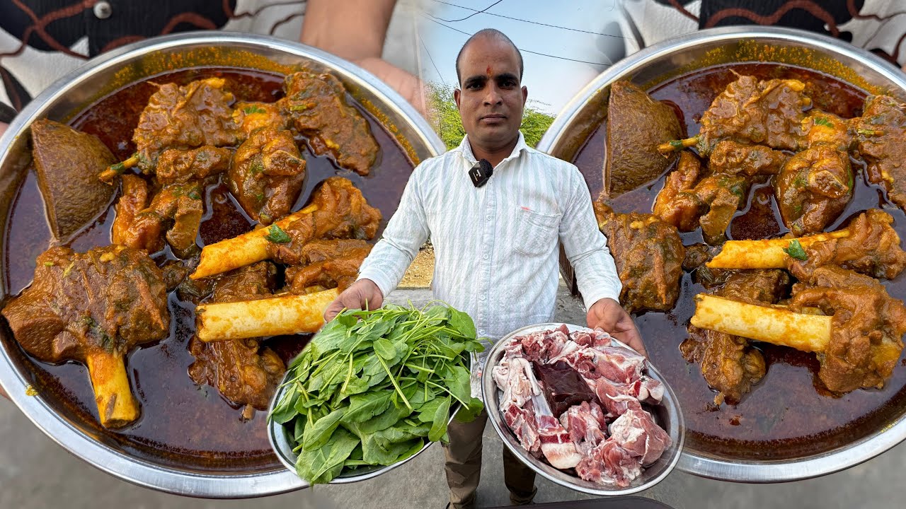 खटिक भाई के हाथ का सर्दी का पहला हरा साग मीट SAAG MUTTON रेसिपी | JAIPUR FOOD TOUR | MUTTON IN GONER