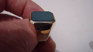 Heavy Vintage 8ct Gold & Blank Banded Agate Men's/Gents Ring. Size. T