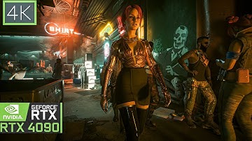 Walking in DogTown Market - Cyberpunk 2.01 Phantom Liberty: Path Tracing AI Reconstruction RTX 4090