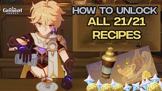 How to Unlock ALL 21 Recipes ( FOR NAMECARD) || Of Drink A-Dreaming Quest || Genshin Impact 2.5