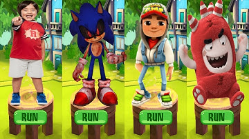Tag with Ryan vs Sonic Dash vs Subway Surfers World Tour Las Vegas vs Oddbods Turbo Run