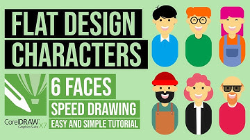 6 faces flat design characters speed drawing (easy and simple CorelDRAW tutorial)