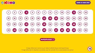 Tirage Keno du 15 Juin 2026 - Résultat officiel - FDJ
