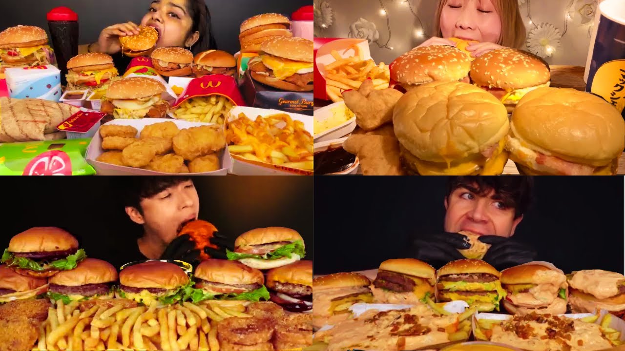 Сколько бургеров может съесть мукбангер? 🍔🔥 | Экстремальная подборка мукбангов с бургерами