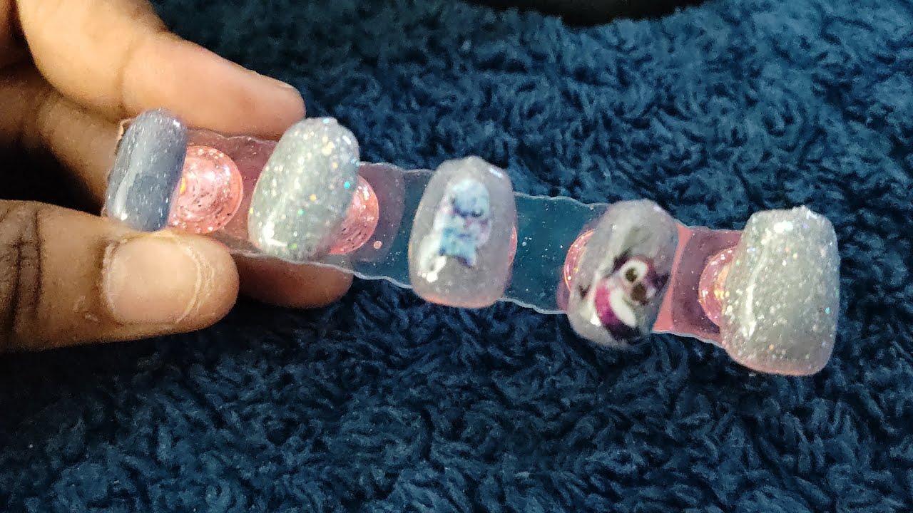 Stitch winter sparkle ✨ Diy beginner friendly press on nails 💅🏾Happy birthday to me 😁🤗