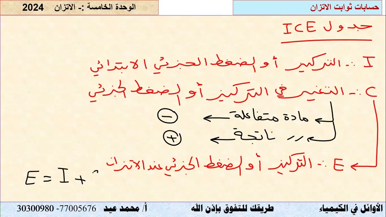 مفهوم الاتزان وحساب ثابت الاتزان 2