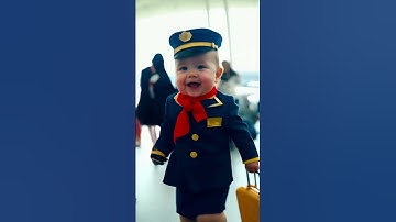 Little Baby Pilot Takes First Steps Toward the Skies! #BabyRampWalk,#CuteBaby,#babyfashion#ai