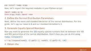 How to Generate 100 Equally Spaced Numbers Drawn from a Normal Distribution Using Python
