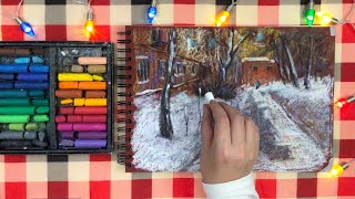 🌨️ Не спеша рисую улицу в снегу масляной пастелью 🎨 Oil pastel ✨