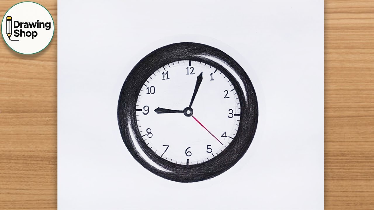 How to draw Clock - step by step | Easy drawing