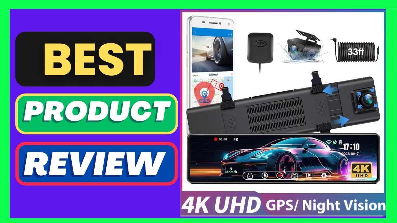 12" Touch 4K Mirror Dash Cam GPS IMX589 Fr ra DVR