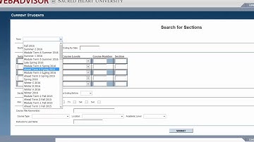 Searching for Sections on WebAdvisor at Sacred Heart University