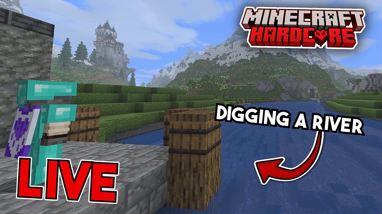 Digging a RIVER for my Hardcore Minecraft World! - YouTube