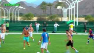 2012 Indian Wells Soccer Futbol Fun Nadal & Djokovic CRACKING UP