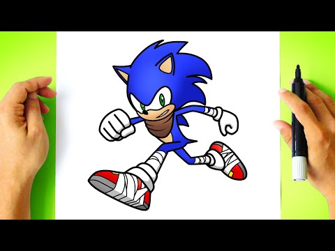 How to DRAW SONIC from SONIC BOOM step by step - Drawing Sonic running