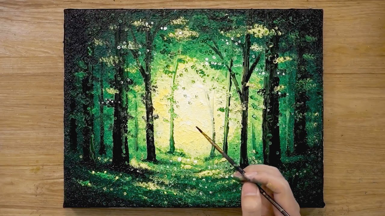 How to Paint a Forest / Easy Acrylic Painting Technique #488 - YouTube