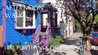 [4K] Portland, OR | Warm Spring Afternoon Walk around NW District
