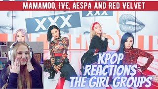 First time reacting to KPOP Girl Groups! (IVE, MAMAMOO, AESPA, TWICE & RED VELVET)