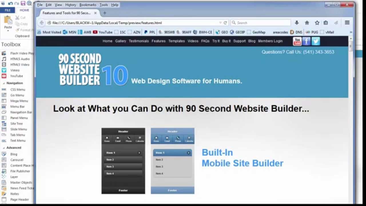 download version 15 90 second website builders