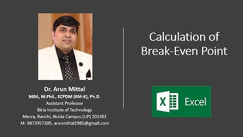 Claculation of Break Even Point | Excel Sheet Attached