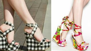 Most trendy and classy wedge high heel strap sandals collection  women foot wear collection