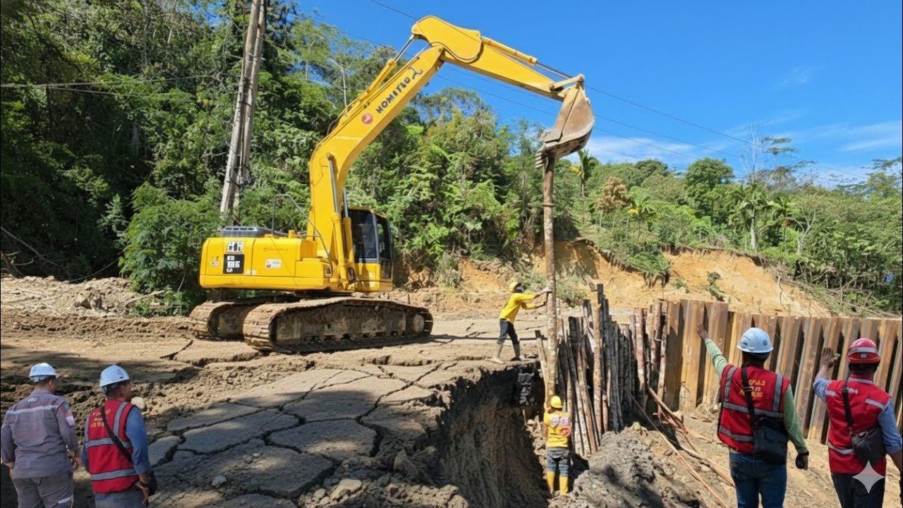 Pemancangan Menggunakan Kayu !!! Jalan Amblas Nyaris Putus 