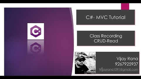 Vijay Rana || MVC Class Recording |  CRUD-READ | 29-09 | C# By Vijay Rana | C# in Hindi | C# Tutoria