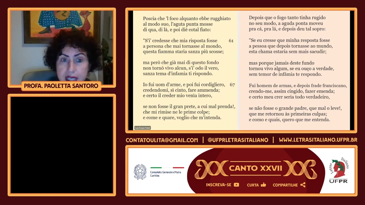 🔥 QUE INFERNO!   Canto XXVII fraude, com Prof  Dr  Luiz Ernani Fritoli UFPR