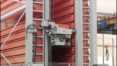 Tower System: Bar Storage KASTO UNITOWER 1.0 with lateral station and longitudinal conveyer