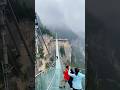 Glass Bridge Blown by Wind? 😱 Tourists Cling to Rails, Shaking! #ExtremeRide #ViralFail